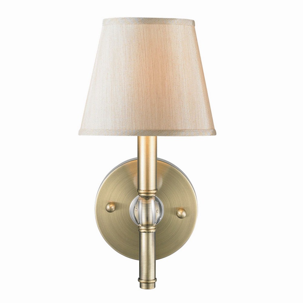 Golden Lighting-3500-1W AB-PMT-Waverly - 1 Light Wall Sconce in Traditional style - 12.25 Inches high by 6 Inches wide Aged Brass Silken Parchment Aged Brass Finish